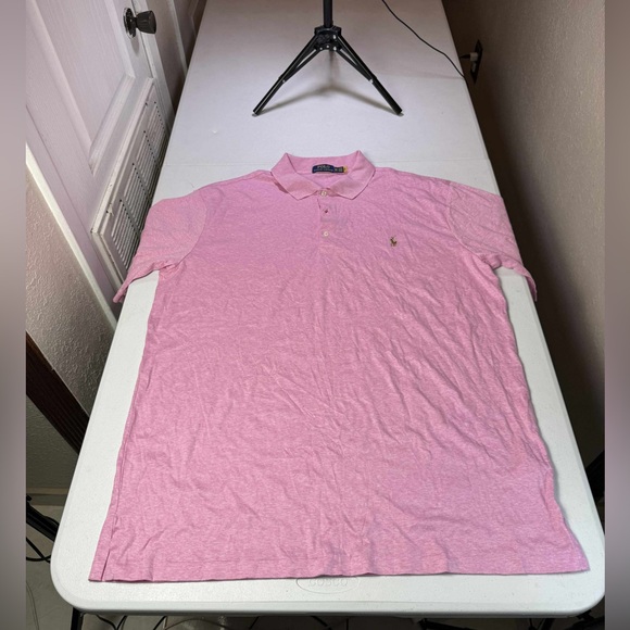 New Polo Ralph Lauren Mens Polo Shirt Short Sleeve Pink Sz XLT DAMAGED - Picture 1 of 11